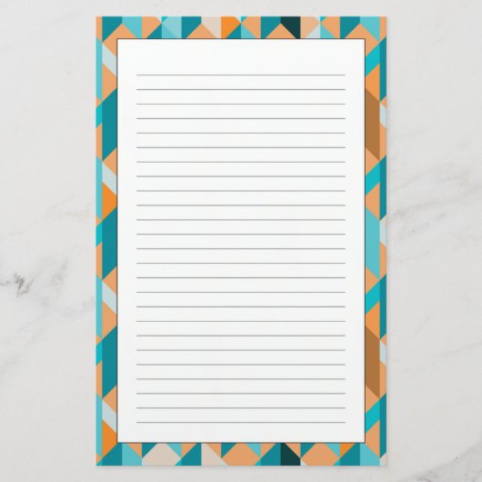 Aquamarines und orange Form-Muster Briefpapier (Vorderseite)