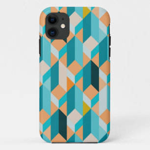 Aquamarines und orange Form-Muster Case-Mate iPhone Hülle