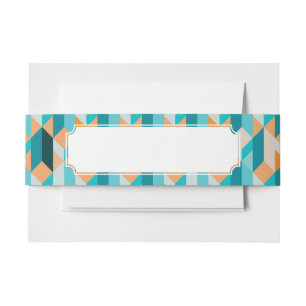 Aquamarines und orange Form-Muster Einladungsbanderole