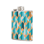 Aquamarines und orange Form-Muster Flachmann (Links)