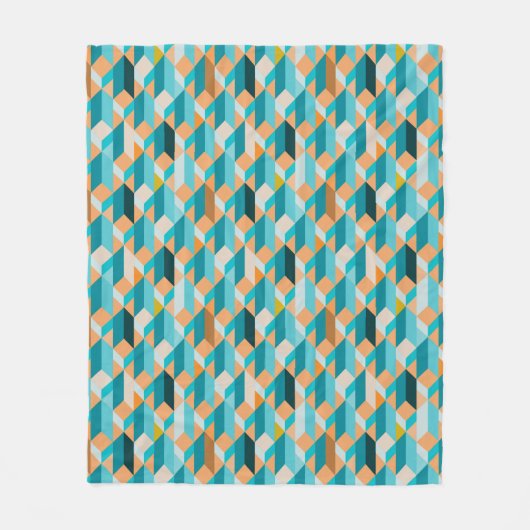 Aquamarines und orange Form-Muster Fleecedecke (Vorderseite)