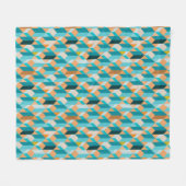 Aquamarines und orange Form-Muster Fleecedecke (Vorderseite (Horizontal))