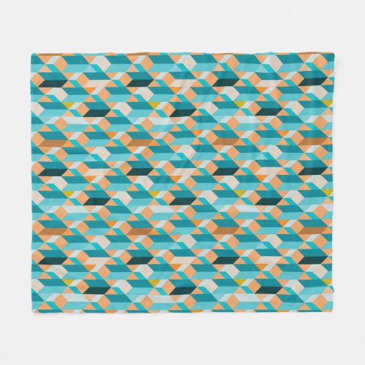 Aquamarines und orange Form-Muster Fleecedecke (Vorderseite (Horizontal))