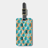 Aquamarines und orange Form-Muster Gepäckanhänger (Vorderseite vertikal)