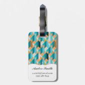 Aquamarines und orange Form-Muster Gepäckanhänger (Rückseite vertikal)