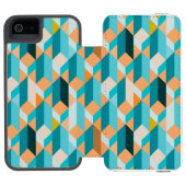 Aquamarines und orange Form-Muster Incipio iPhone Geldbeutel-Hülle (Folio Geöffnet)