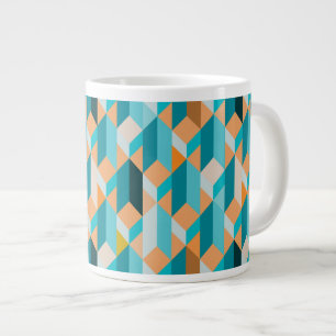 Aquamarines und orange Form-Muster Jumbo-Tasse