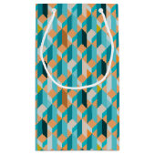 Aquamarines und orange Form-Muster Kleine Geschenktüte (Rückseite)