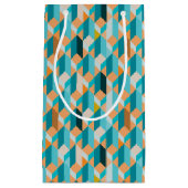 Aquamarines und orange Form-Muster Kleine Geschenktüte (Vorderseite)