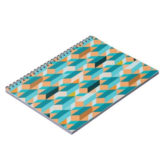 Aquamarines und orange Form-Muster Notizblock (Linke Seite)