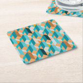 Aquamarines und orange Form-Muster Rechteckiger Pappuntersetzer (angewinkelt)