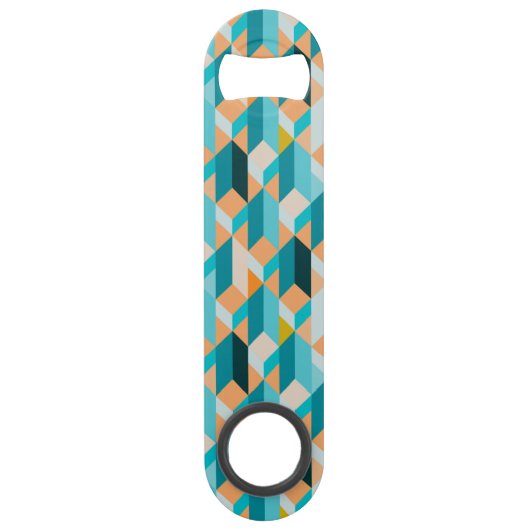 Aquamarines und orange Form-Muster Speed Flaschenöffner (Vorderseite)