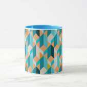 Aquamarines und orange Form-Muster Tasse (Zentrum)