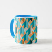 Aquamarines und orange Form-Muster Tasse (Vorderseite Links)
