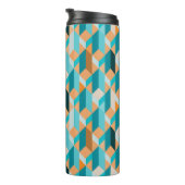 Aquamarines und orange Form-Muster Thermosbecher (Nach rechts gedreht)