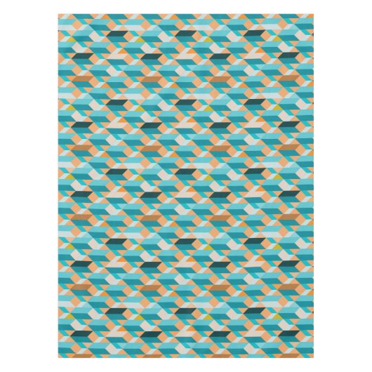Aquamarines und orange Form-Muster Tischdecke (Vorderseite)