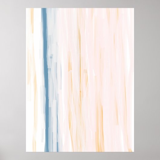 Aquamarines und orangefarbenes Abstrakt Art Poster (Vorne)