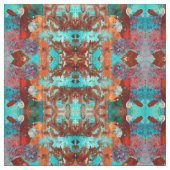 Aquamarines und orangefarbenes Abstraktes Gewebe Stoff (Muster)