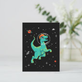 Aquamarines und orangefarbenes Dilophosaurus Dinos Postkarte (Stehend Vorderseite)