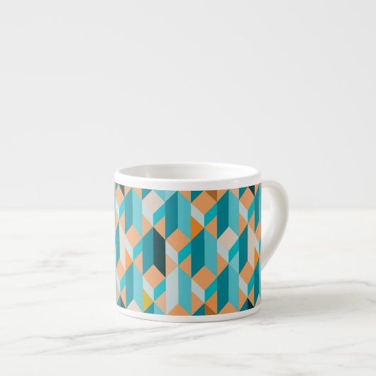 Aquamarines und orangefarbenes Muster Espressotasse (Vorderseite Rechts)
