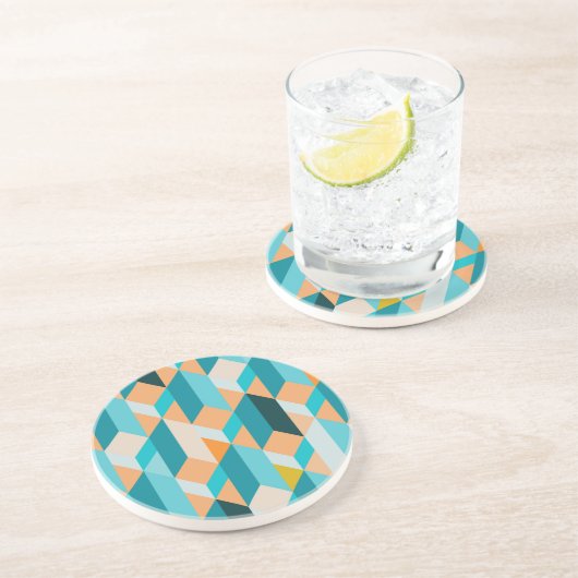 Aquamarines und orangefarbenes Muster Getränkeuntersetzer (Seite)