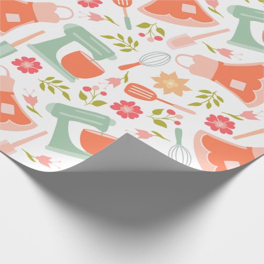 Aquamarines und Peach Vintag Kiteschema Geschenkpapier (Ecke)