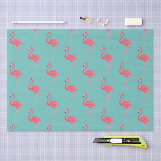 Aquamarines und PInk Flamingo Wrapping-Geschenk Seidenpapier (Handwerk)