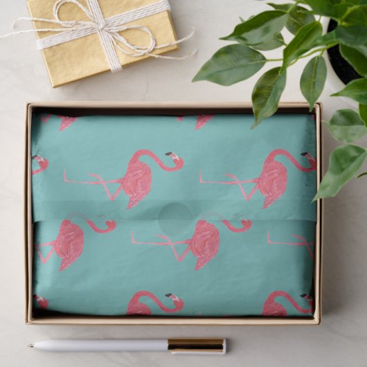 Aquamarines und PInk Flamingo Wrapping-Geschenk Seidenpapier (Geschenk)