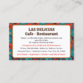 Aquamarines und Red Floral Pattern Restaurant Visitenkarte (Vorderseite)