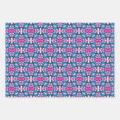 Aquamarines und rosa abstraktes Sternmuster Nr. 2 Geschenkpapier Set (Vorderseite 2)