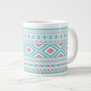 Aquamarines und rosa Azteken-Stammmuster Jumbo-Tasse