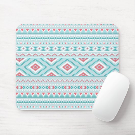 Aquamarines und rosa Azteken-Stammmuster Mousepad (Mit Mouse)