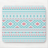 Aquamarines und rosa Azteken-Stammmuster Mousepad (Vorne)