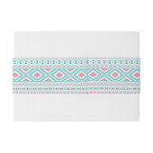 Aquamarines und rosa aztekisches Stammes- Muster Einladungsbanderole (Rückseitenbeispiel)