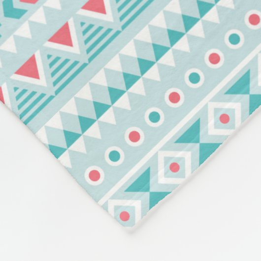 Aquamarines und rosa aztekisches Stammes- Muster Fleecedecke (Ecke)