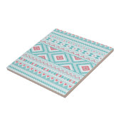 Aquamarines und rosa aztekisches Stammes- Muster Fliese (Seite)