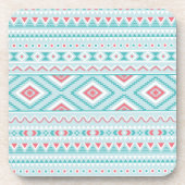 Aquamarines und rosa aztekisches Stammes- Muster Getränkeuntersetzer (Vorderseite)