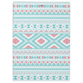 Aquamarines und rosa aztekisches Stammes- Muster Klemmbrett (Rückseite)