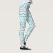 Aquamarines und rosa aztekisches Stammes- Muster Leggings (Rechts)