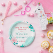 Aquamarines und rosa Blumenbaby im Bloom Baby Dusc Pappteller (Party)