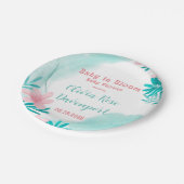 Aquamarines und rosa Blumenbaby im Bloom Baby Dusc Pappteller (Schrägansicht)