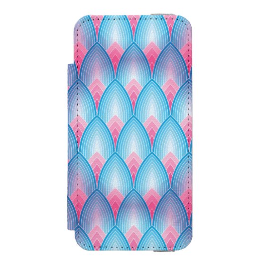 Aquamarines und rosa Blumenblatt-Muster Incipio iPhone Geldbeutel-Hülle (Folio Vorderseite)