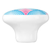 Aquamarines und rosa Blumenblatt-Muster Keramikknauf (Seitenansicht)