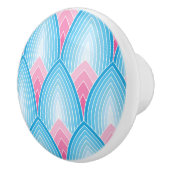 Aquamarines und rosa Blumenblatt-Muster Keramikknauf (Rechts)