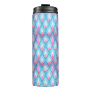 Aquamarines und rosa Blumenblatt-Muster Thermosbecher