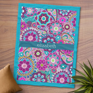 Aquamarines und rosa Blumenmuster mit Fleecedecke