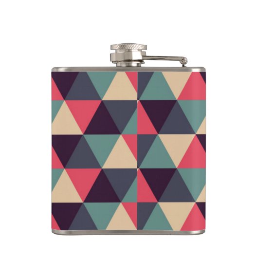 Aquamarines und rosa Dreieck-Muster Flachmann (Rückseite)