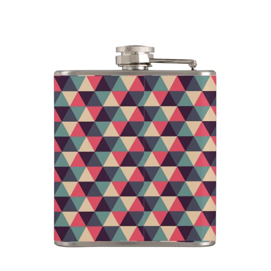 Aquamarines und rosa Dreieck-Muster Flachmann (Rückseite)