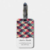 Aquamarines und rosa Dreieck-Muster Gepäckanhänger (Rückseite vertikal)