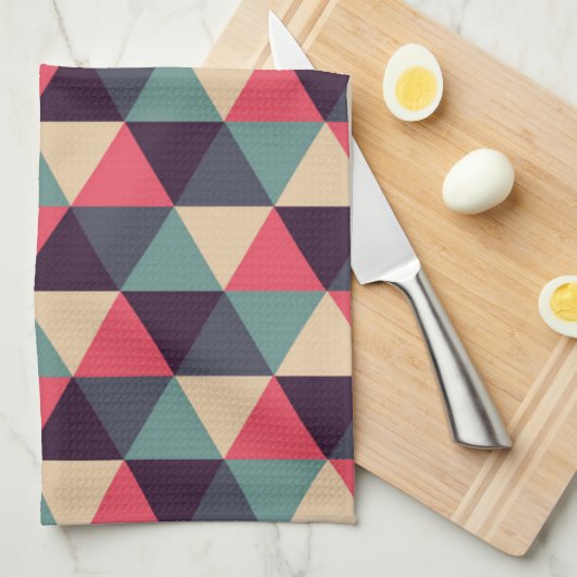 Aquamarines und rosa Dreieck-Muster Geschirrtuch (Viertel Falte)